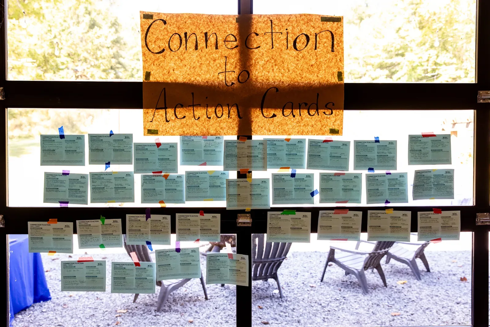 The Connection to Action wall of attendee cards.